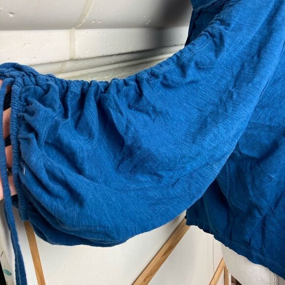 We the Free ruched sleeve off or on shoulder boho top oversized all cotton ❤️ - Picture 5 of 10